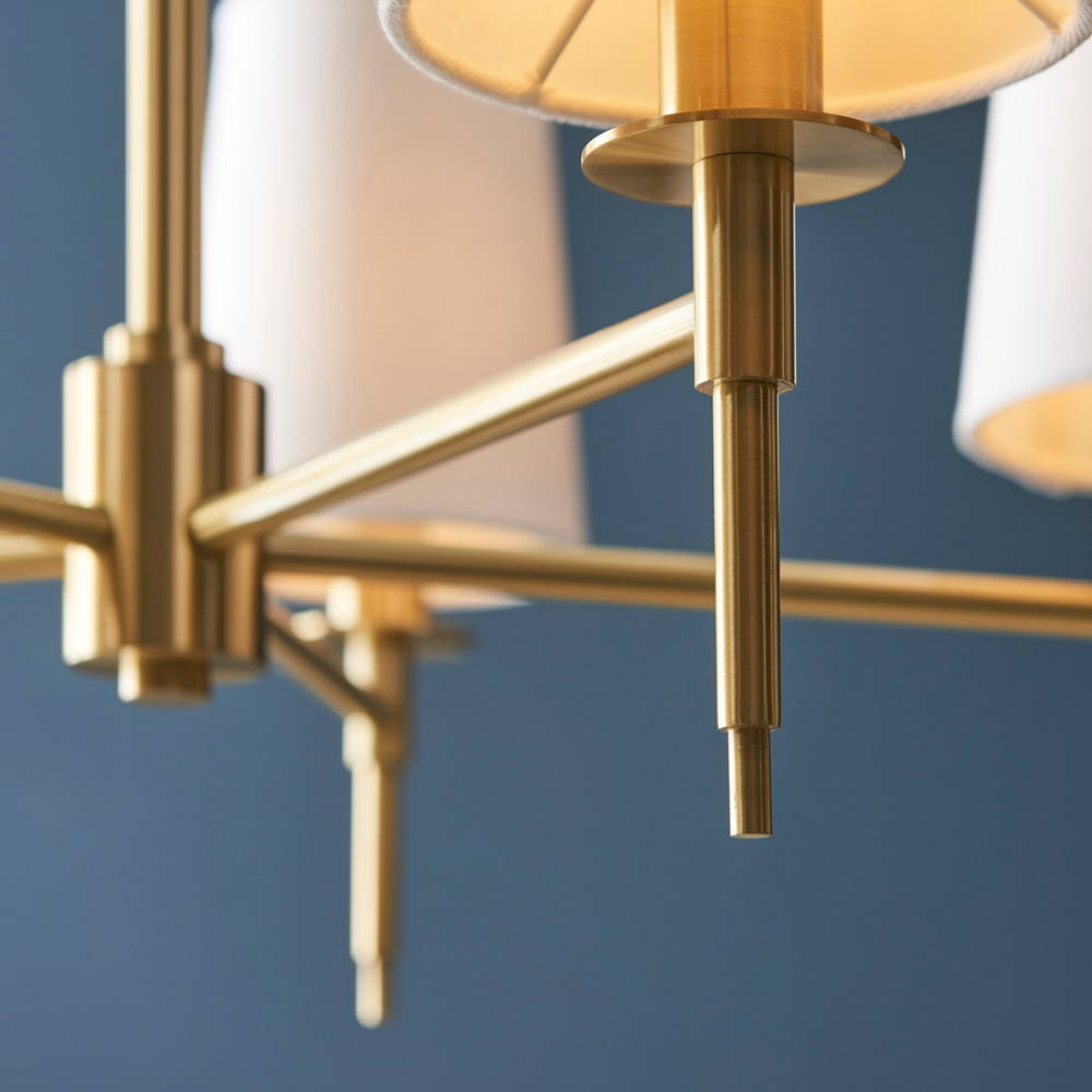 Merano Florence Multi Arm White and Satin Brass 5 Light Pendant Ceiling Lamp Image 7