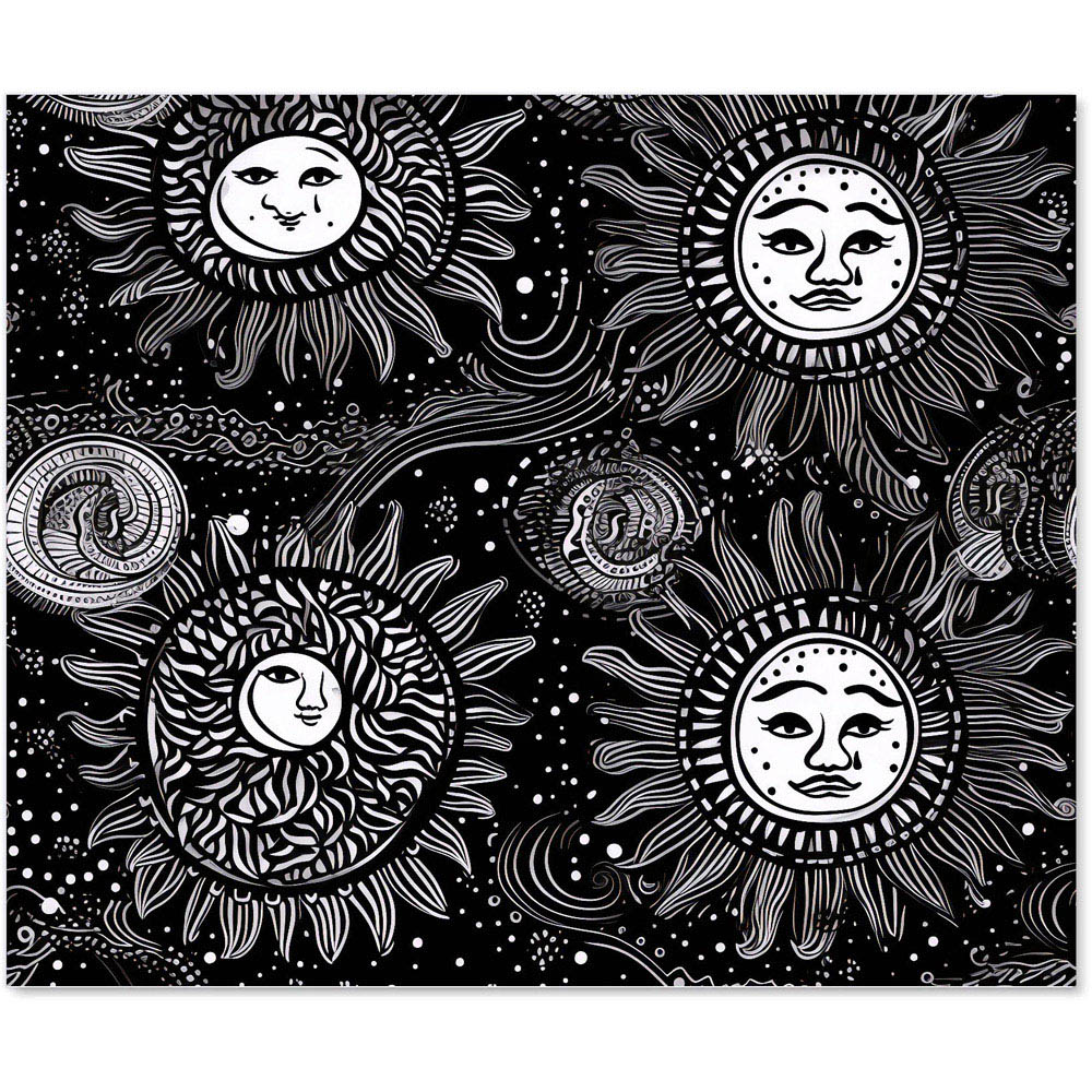 Warren Reed Designer White and Black Moon and Sun Glass Kitchen Splashback 75 x 90cm Image 2