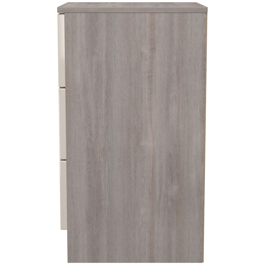 Crowndale Milan 3 Drawer Kashmir Gloss and Grey Oak Bedside Cabinet Ready Assembled Image 3