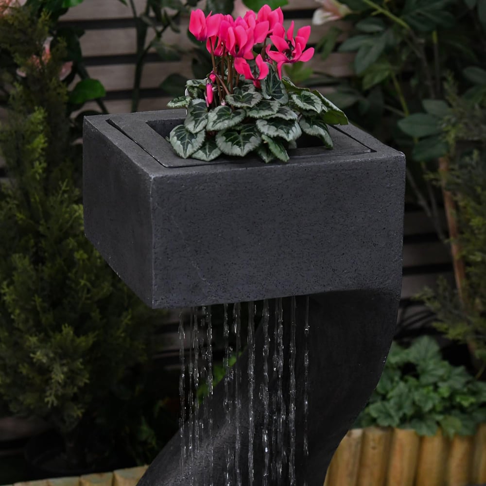 Garden Gear Spiral Square Rainfall LED Water Feature with Planter Image 3