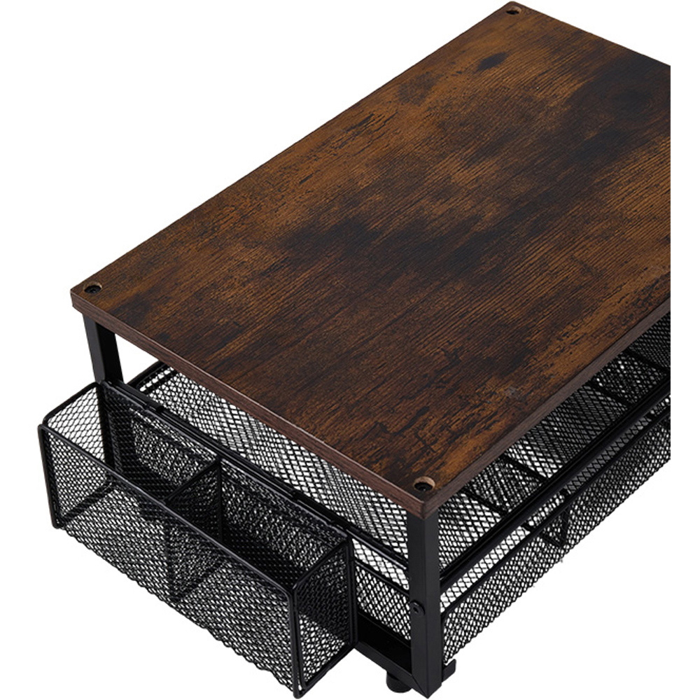Living and Home Single Drawer 2 Shelf Dark Brown and Black Printer Stand Image 3