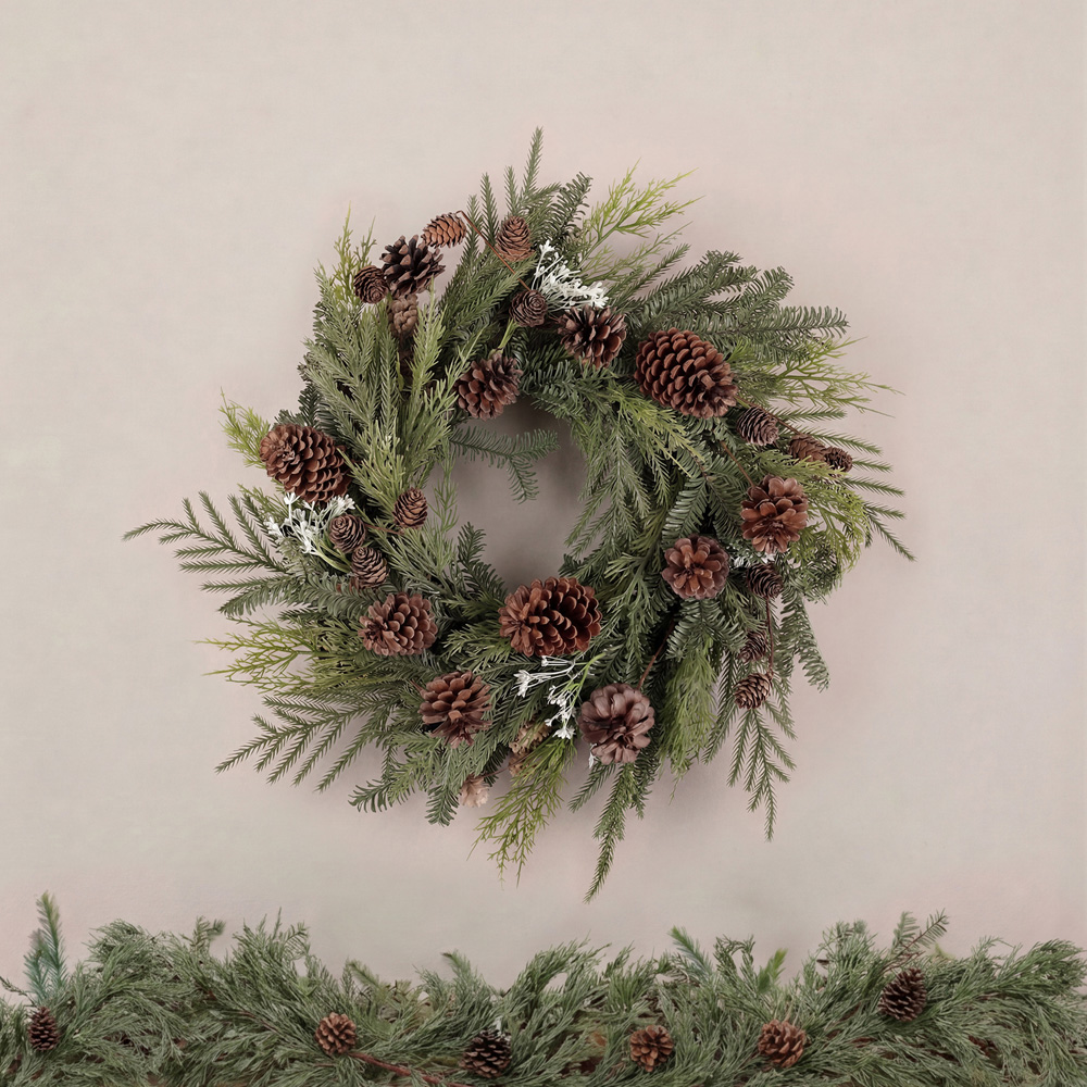 Charles Bentley Green Christmas Wreath with Pinecones 60cm Image 8