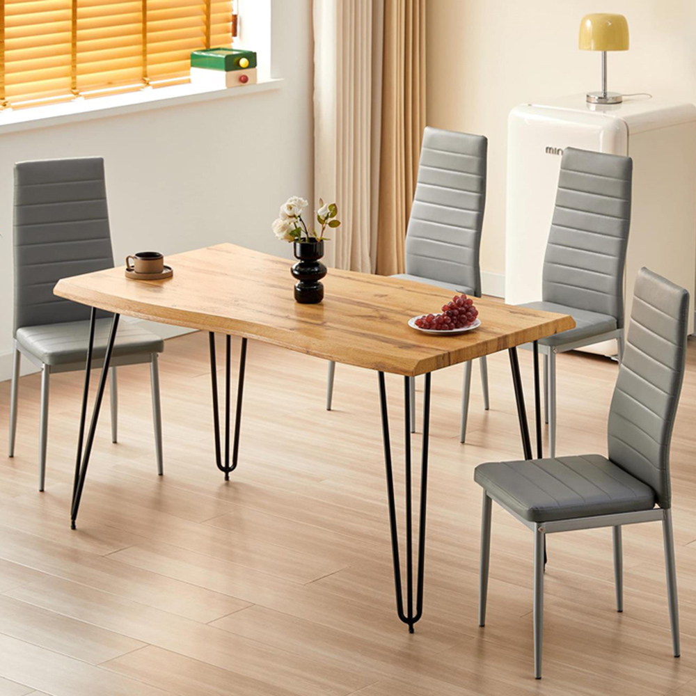 Kosy Koala 4 Seater Rustic Brown Dining Set Grey Image 1