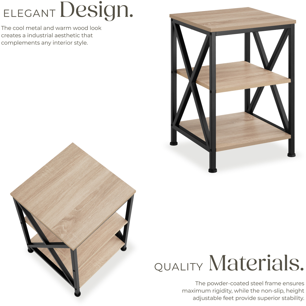 Tectake Nottingham 2 Shelf Sonoma Oak Bedside Table Image 4