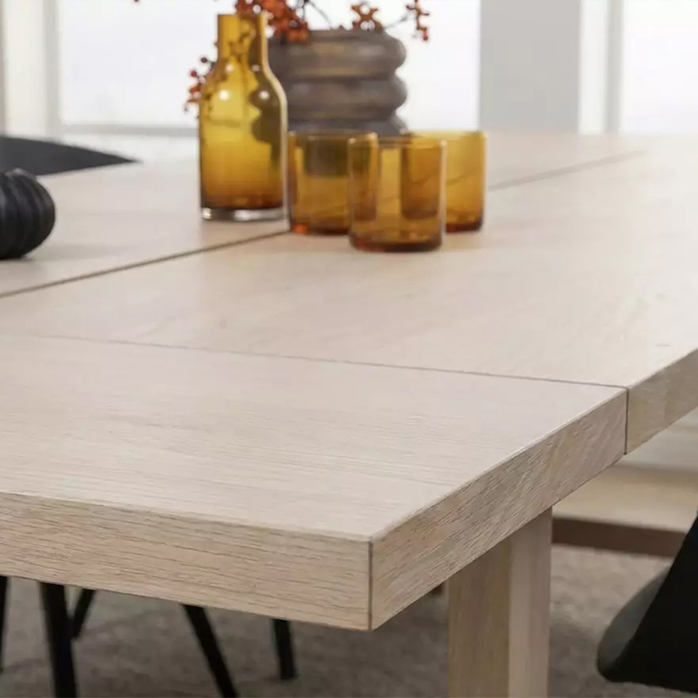 Florence A Line White Oak Rectangular Dining Table Extension Leaf Image 2