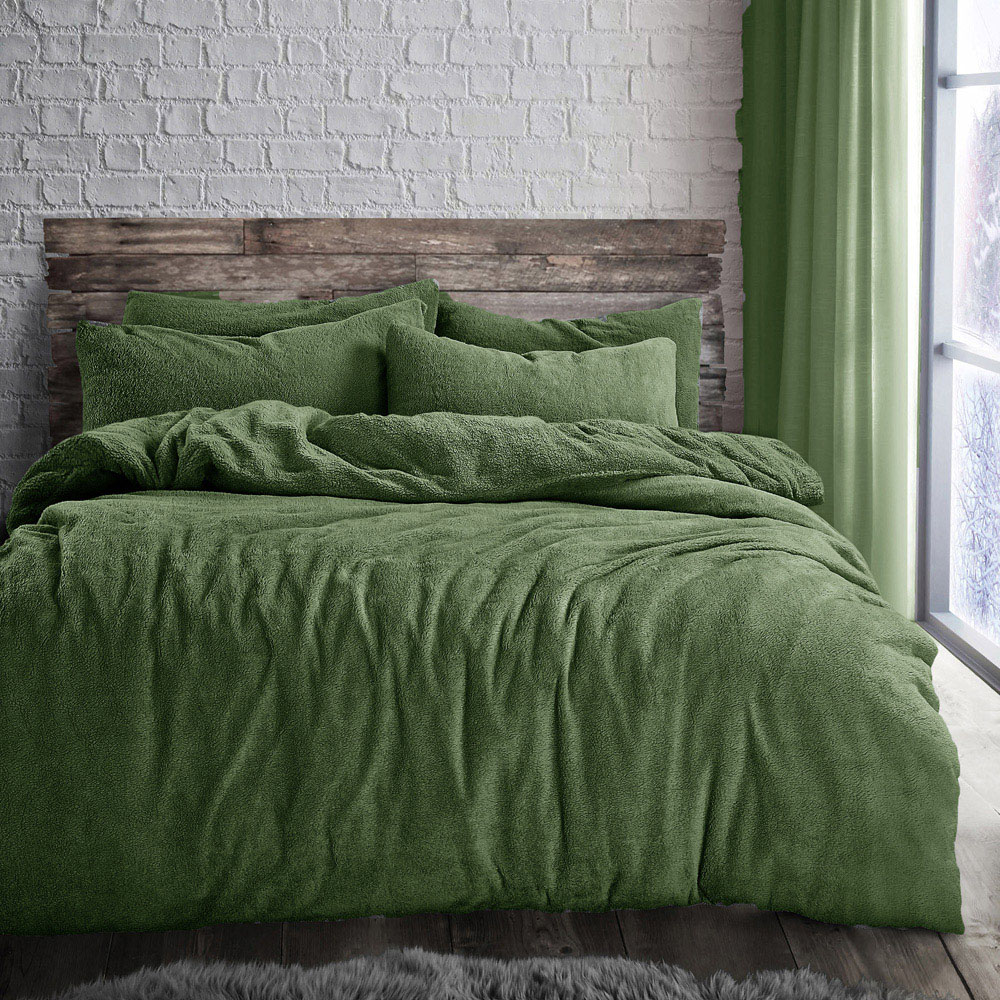 Velosso Single Olive Teddy Fleece Duvet Set Image