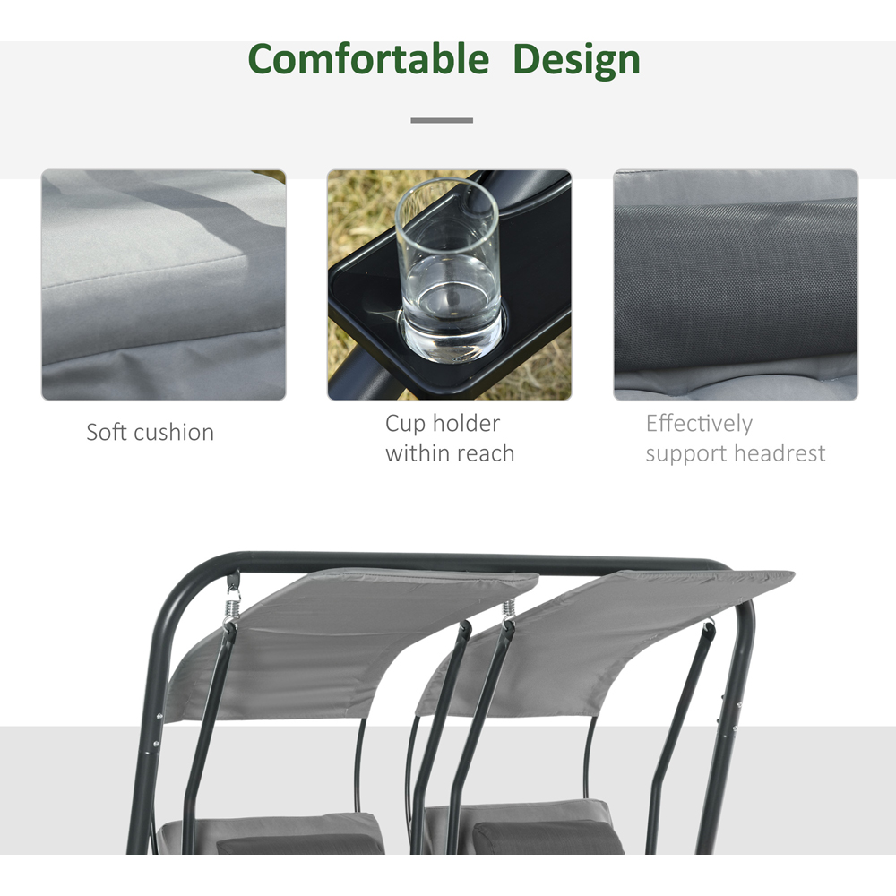 Outsunny 2 Seater Grey Modern Garden Swing Chair with Removable Canopy Image 6