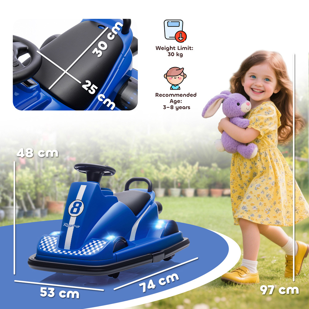 Tommy Toys Kids Blue 360 Degree Rotating Electric Bumper Car with LED Image 9