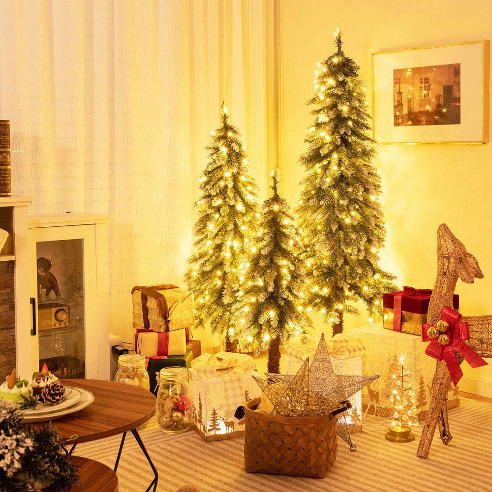 Costway Pre Lit Warm White LED Artificial Christmas Tree 3 Pack Image 2