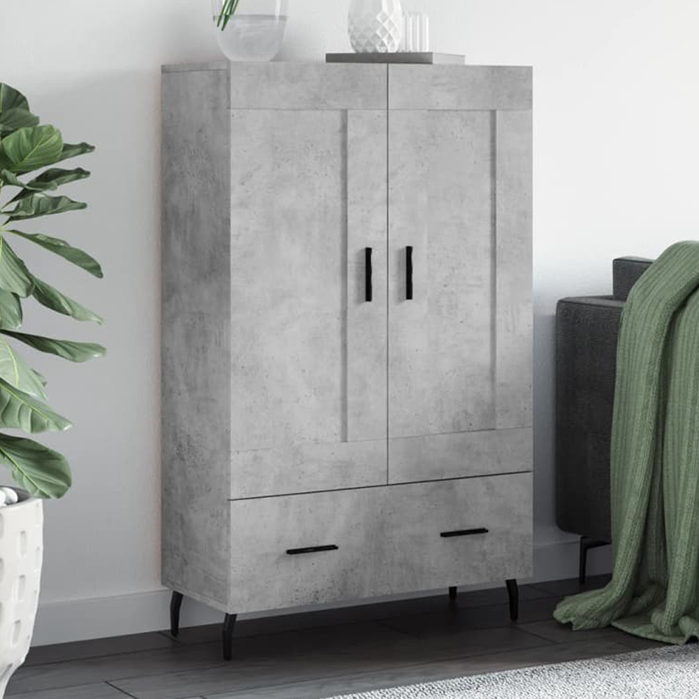 vidaXL 2 Door Single Drawer Concrete Grey Small Highboard Image 1