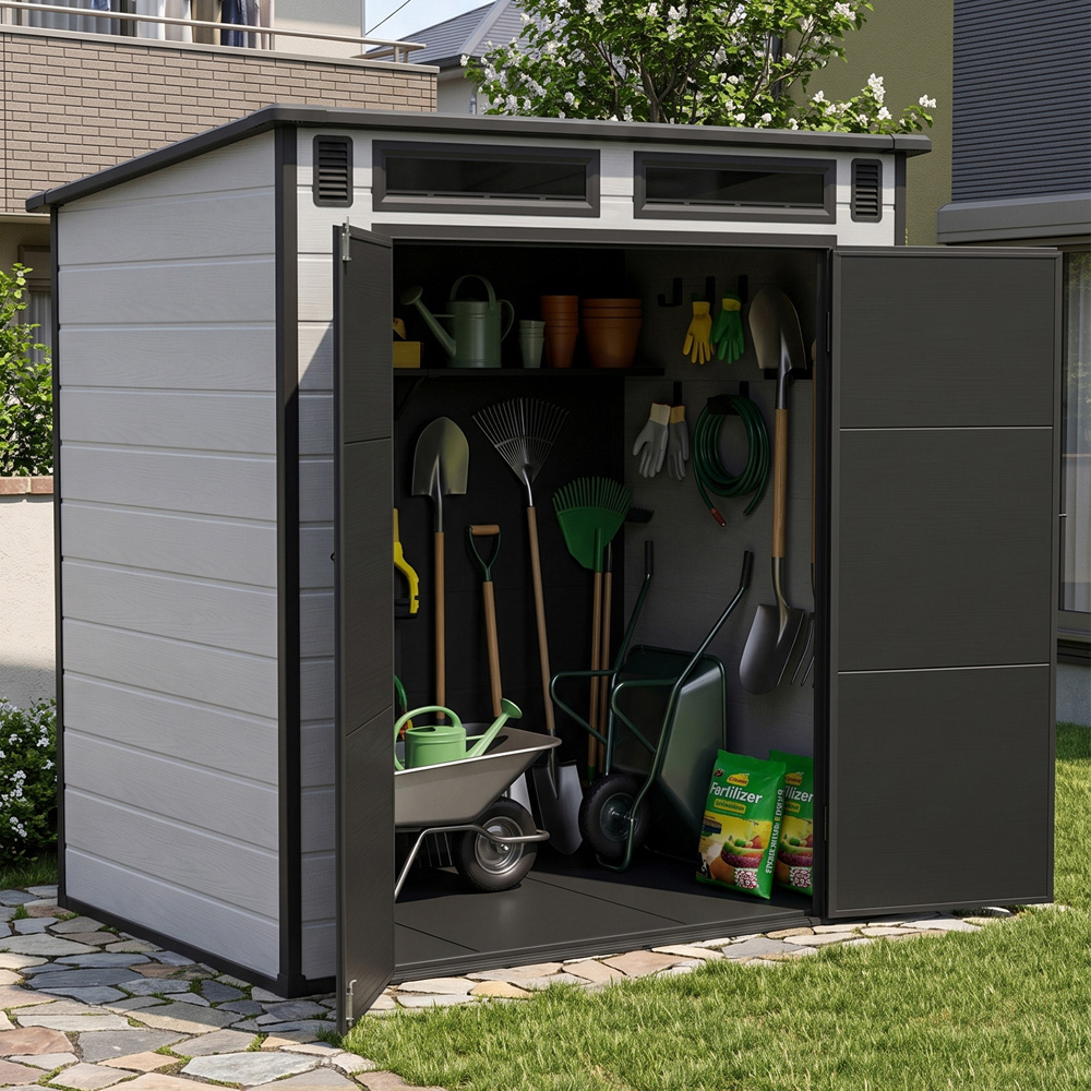 Living and Home 6 x 4ft Plastic Garden Storage Shed with Built-In Floor Image 7