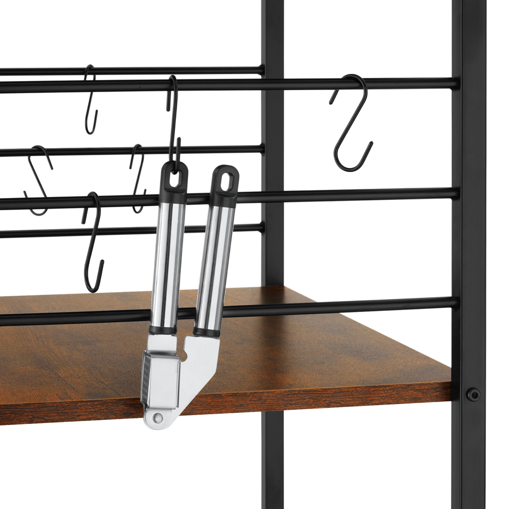 tectake Rugby 2 Shelf Dark Wood Drink Trolley with Parking Brake Image 4