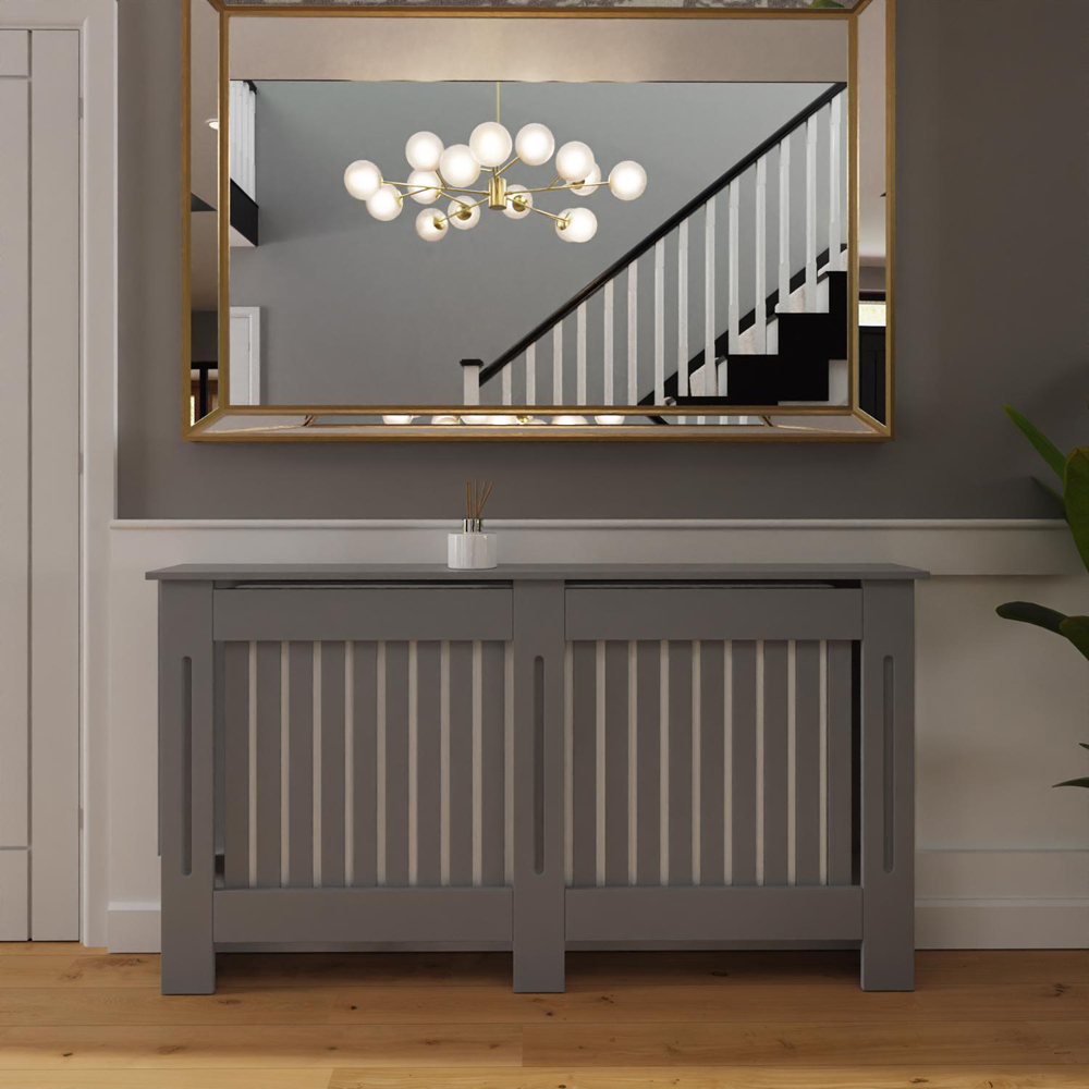FWStyle Grey Vertical Slat MDF Radiator Cover Large Image 5