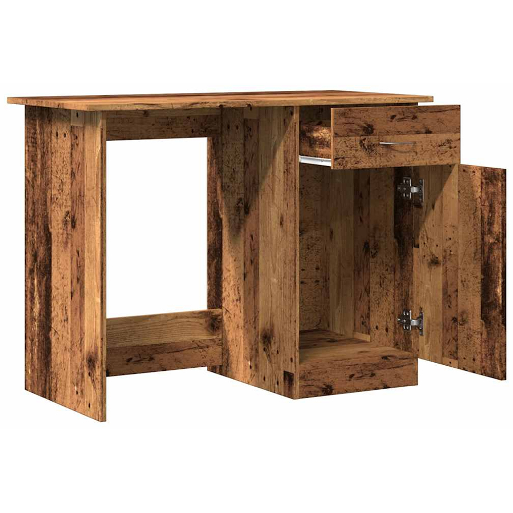 vidaXL Single Door Single Drawer Computer Desk Old Wood Image 4