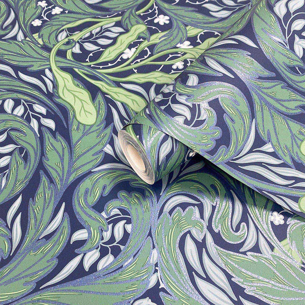 Muriva Vale Leaf Blue and Green Wallpaper Image 2