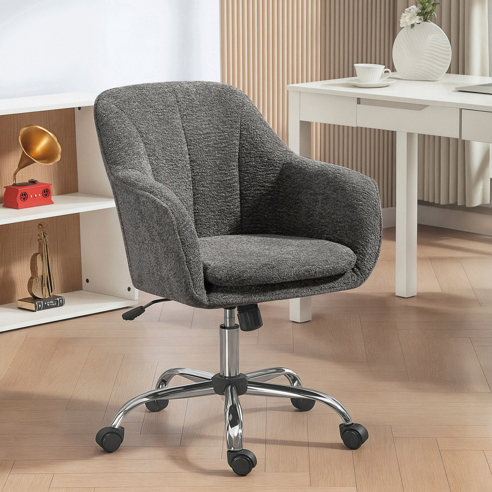 Portland Grey Snow Flannel Height Adjustable Swivel Tub Chair Image 3