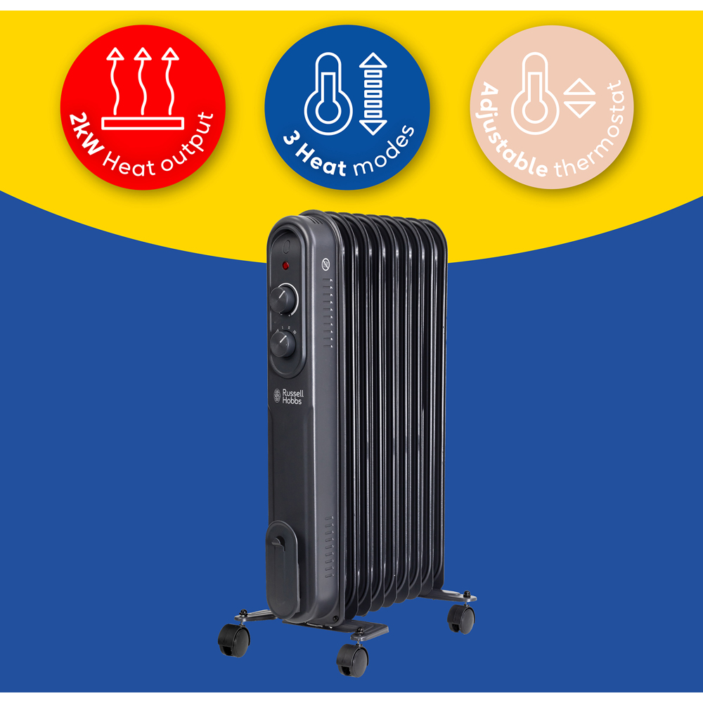 Russell Hobbs Matt Anthracite 9-Fin Oil Filled Radiator 2000W Image 7