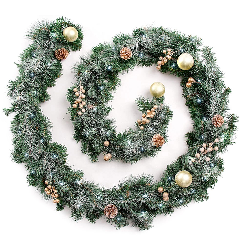 Best Artificial Gold Frosted Christmas Garland 370cm Image 1