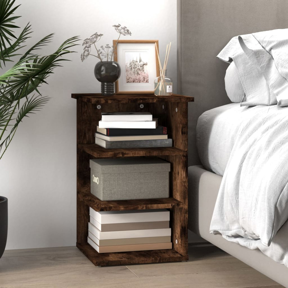 vidaXL 3 Shelf Smoked Oak Wooden Side Cabinet Image 7