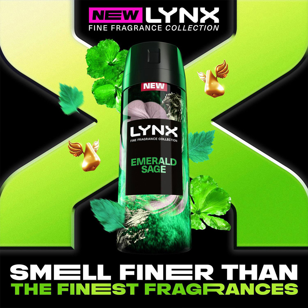 Lynx Fine Fragrance Men's Emerald Sage 72H Freshness Deodorant Body Spray 150ml 36 Pack Image 8