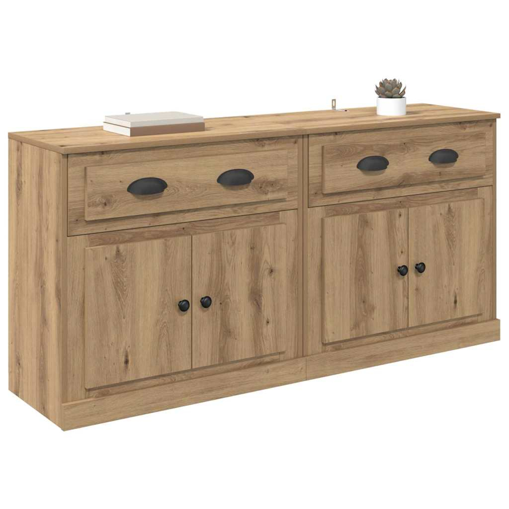 vidaXL 2 Door Single Drawer Artisan Oak Modern Sideboard Set of 2 Image 3