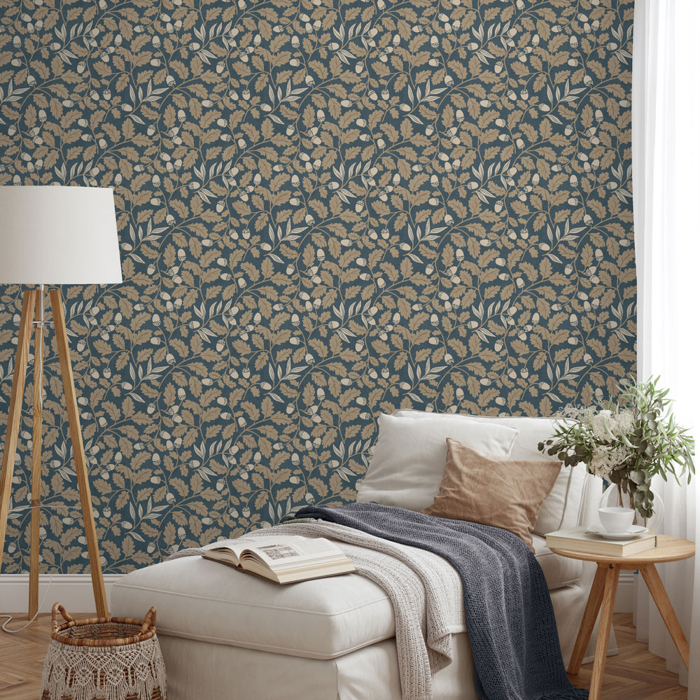 Arthouse Acorn Trail Navy Wallpaper Image 3