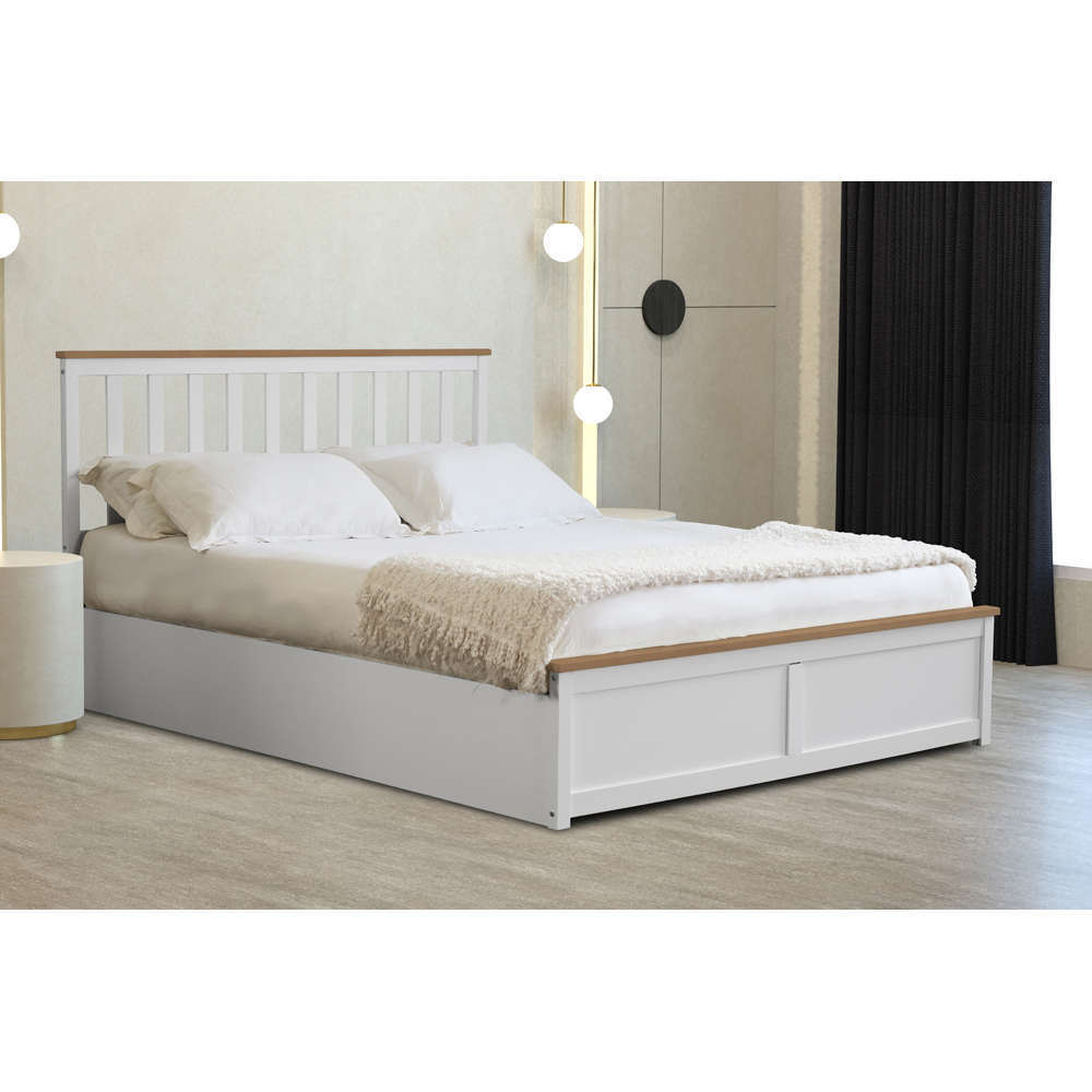Comfy Living King Size White Gas Lift Ottoman Bed Image 6