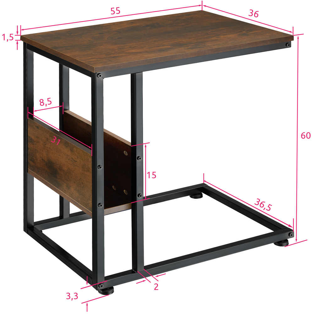 tectake Wigan Dark Wood Bedside Table Image 7