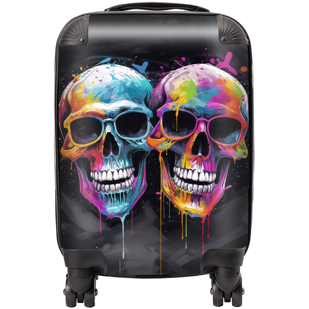 Warren Reed Designer Mini Cabin Splashart Happy Skeletons In Glasses Suitcase Image 1