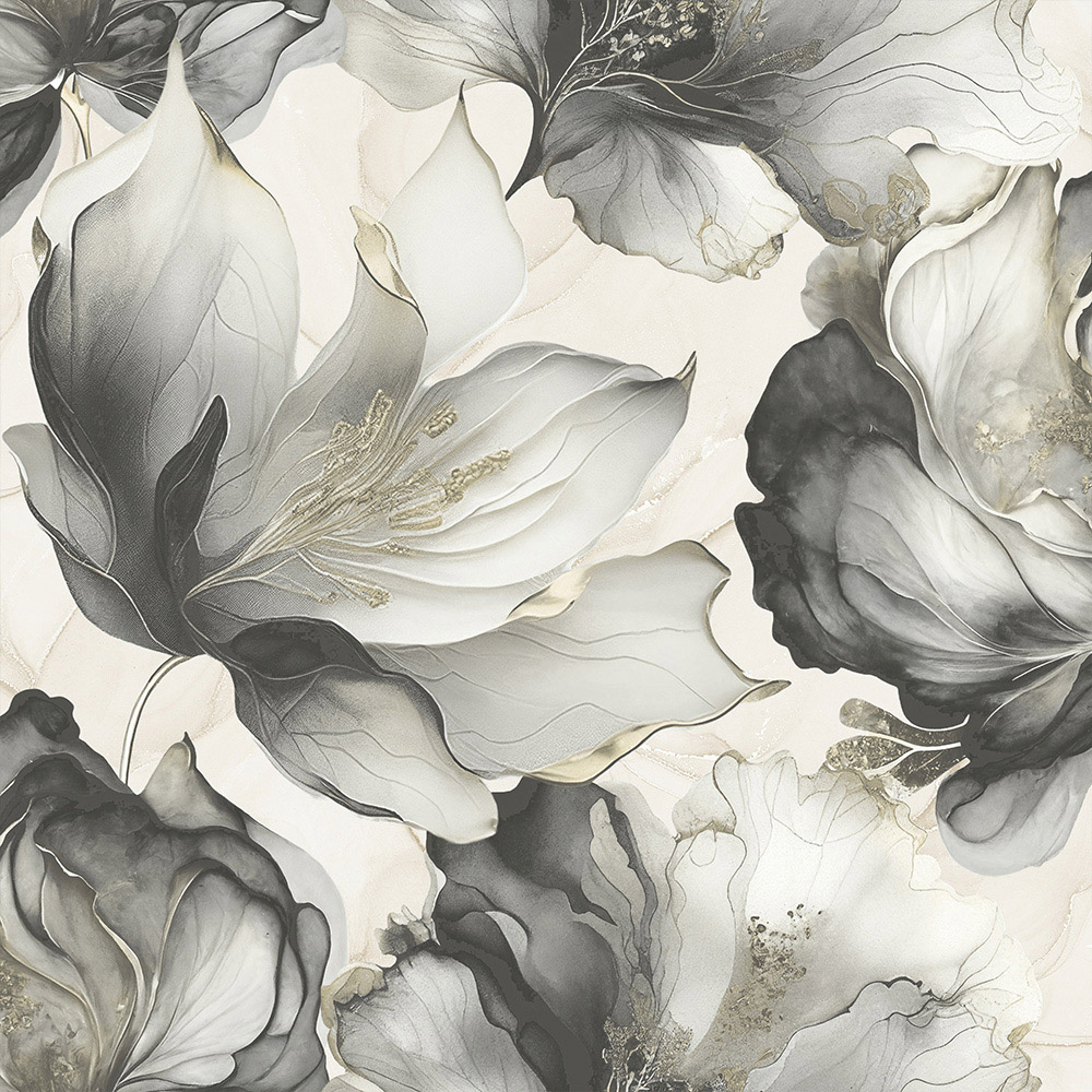 Muriva Elysian Floral Black and Gold Wallpaper Image 1