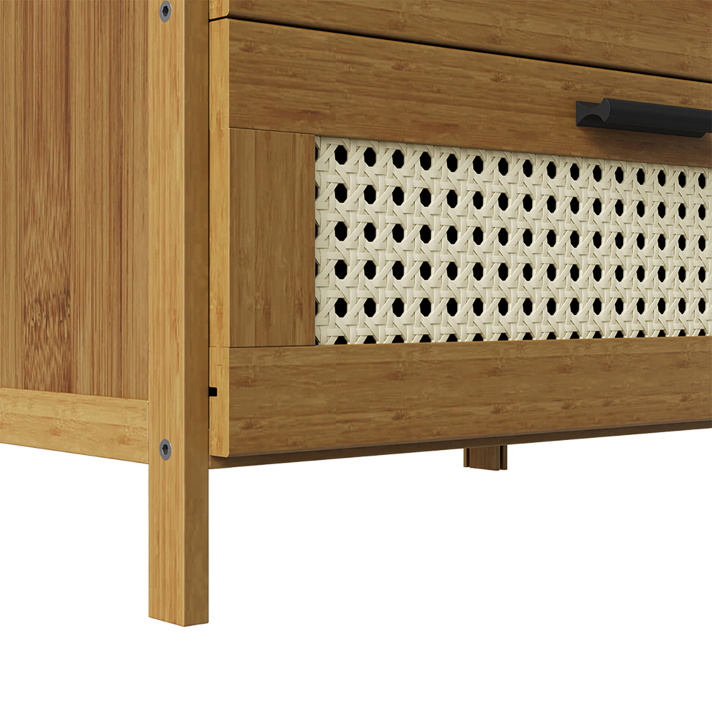Living and Home 3 Drawer Tawny Rattan Bedside Table Image 6