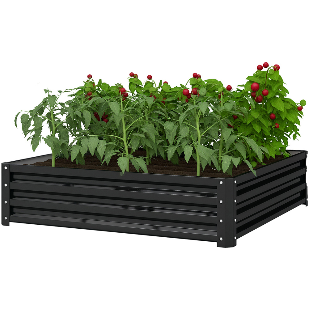 Outsunny Grey Galvanised Steel Square Raised Garden Bed Planter 30 x 120 x 120cm Image 1