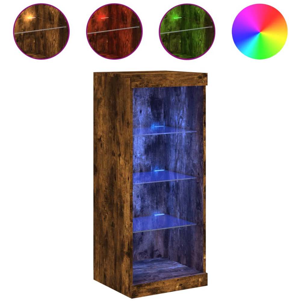 vidaXL 4 Shelf Smoked Oak LED Sideboard Image 8