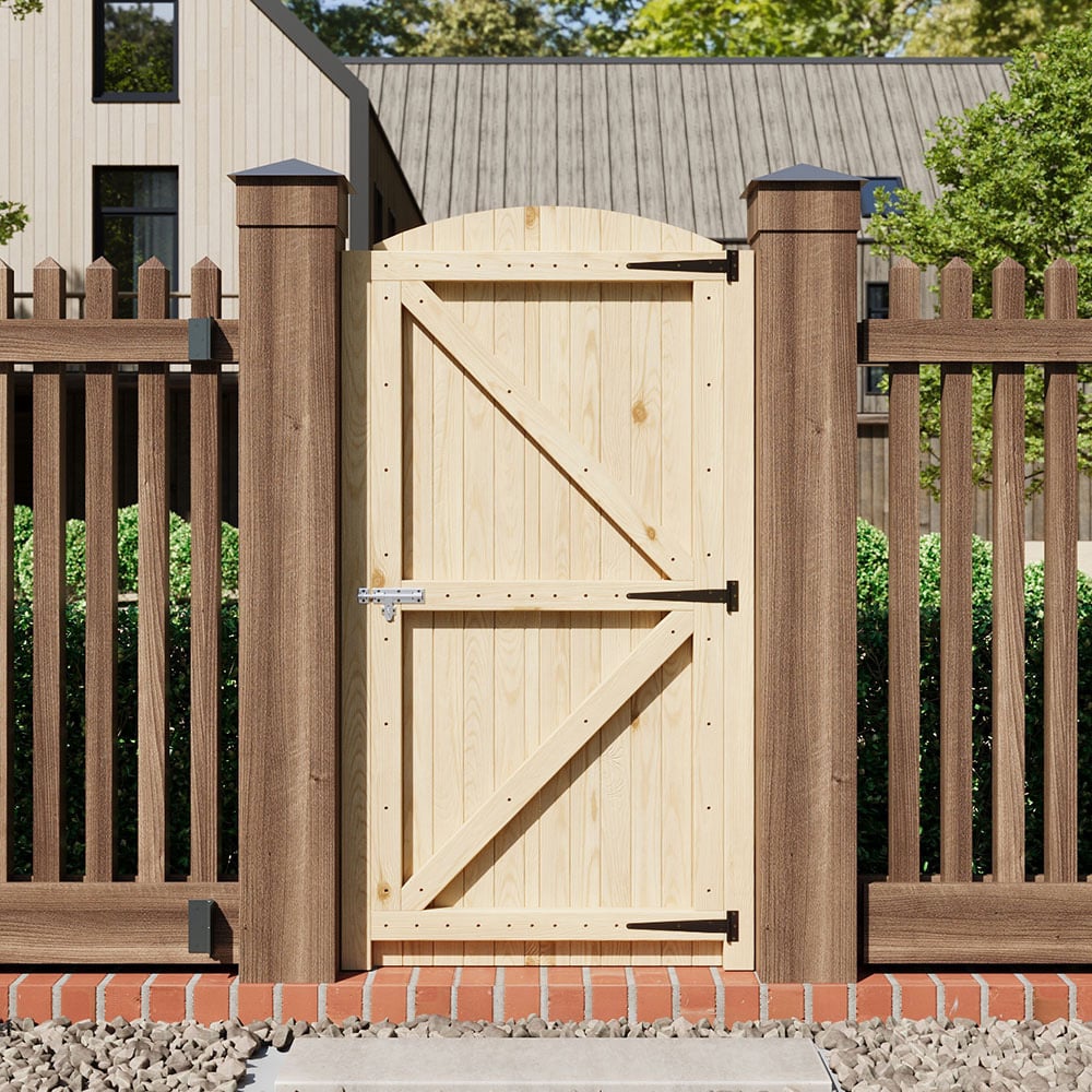 Living and Home Wooden Arch Top Garden Gate with Latch 2.7 x 5.9ft Image 7