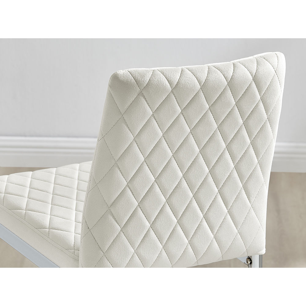 Furniturebox Modern Valera Cream and Silver Velvet Bar Stool Set of 2 Image 6