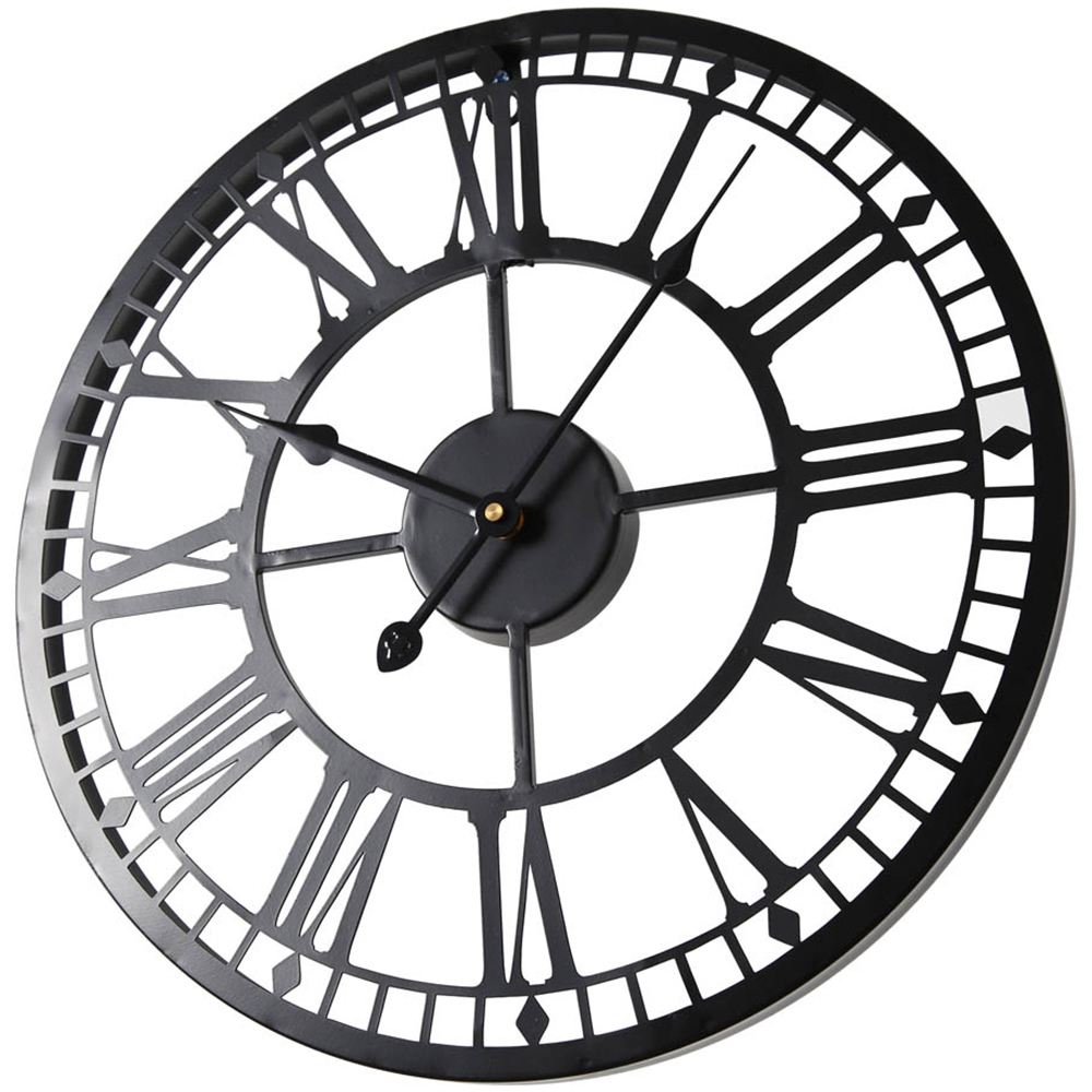 EOS Black Skeleton Wall Clock with Roman Numerals 40cm Image 3