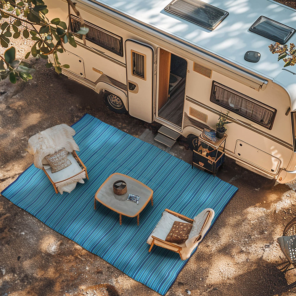 Green Decore Weaver Camping and Picnic Turquoise Blue Rug 270 x 360cm 2 Pack Image 6