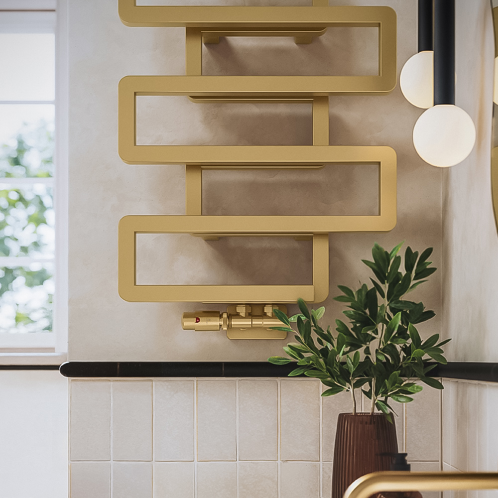Terma Bookie Brass Heated Towel Rail 655 x 500mm Image 9