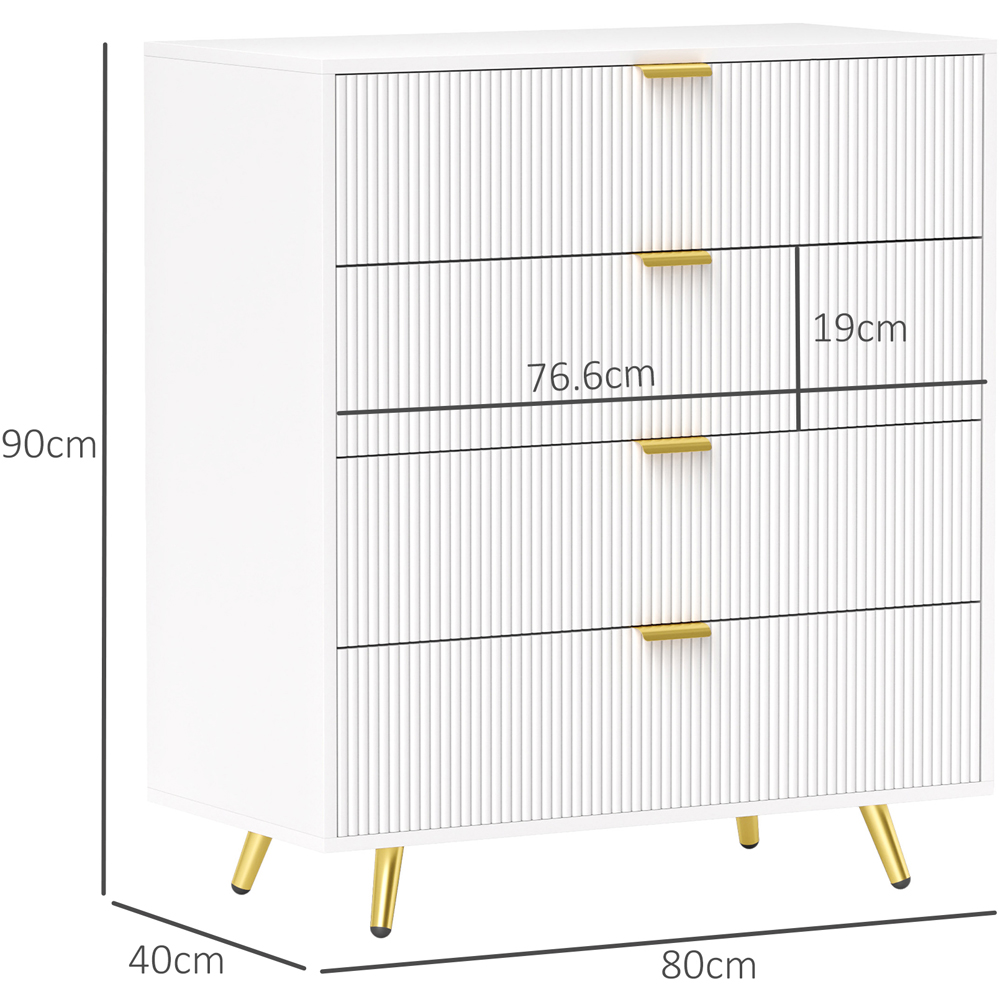 Portland 4 Drawer White Chest of Drawers Image 9
