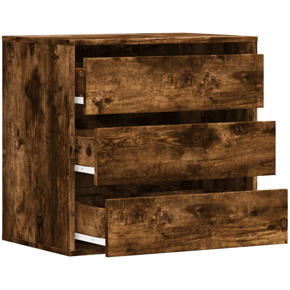 vidaXL 3 Drawer Smoked Oak Wooden Chest of Drawers Image 4