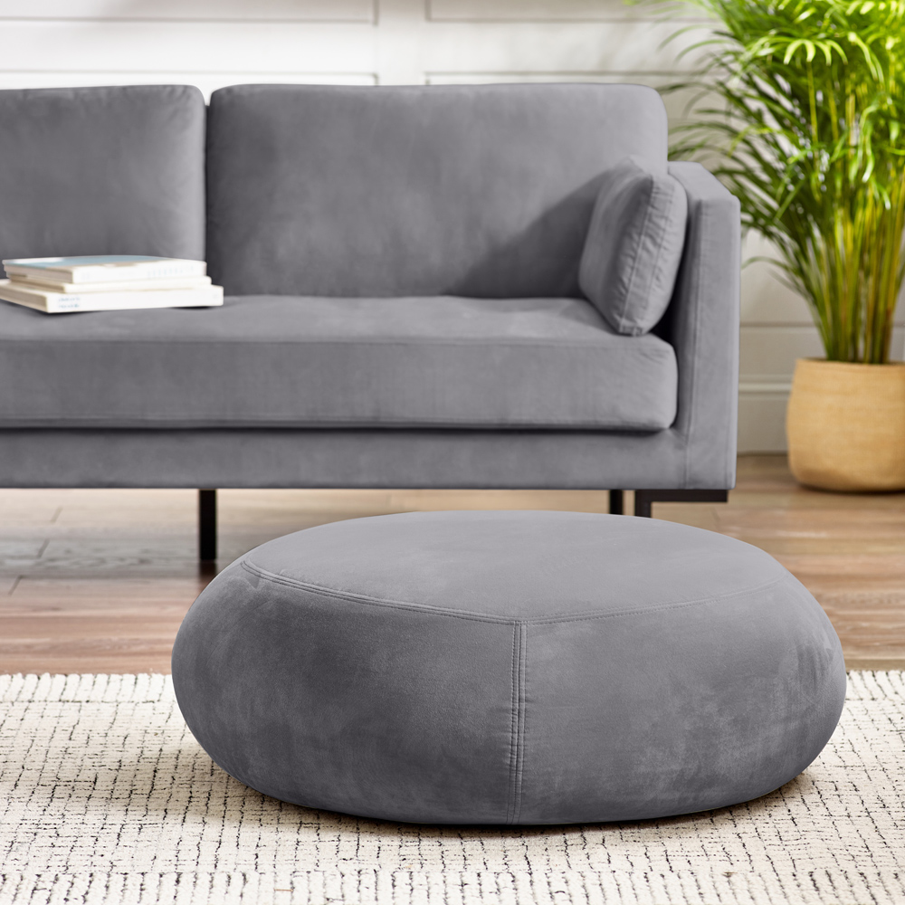 Furniturebox Otto Grey Velvet Footstool Image 4