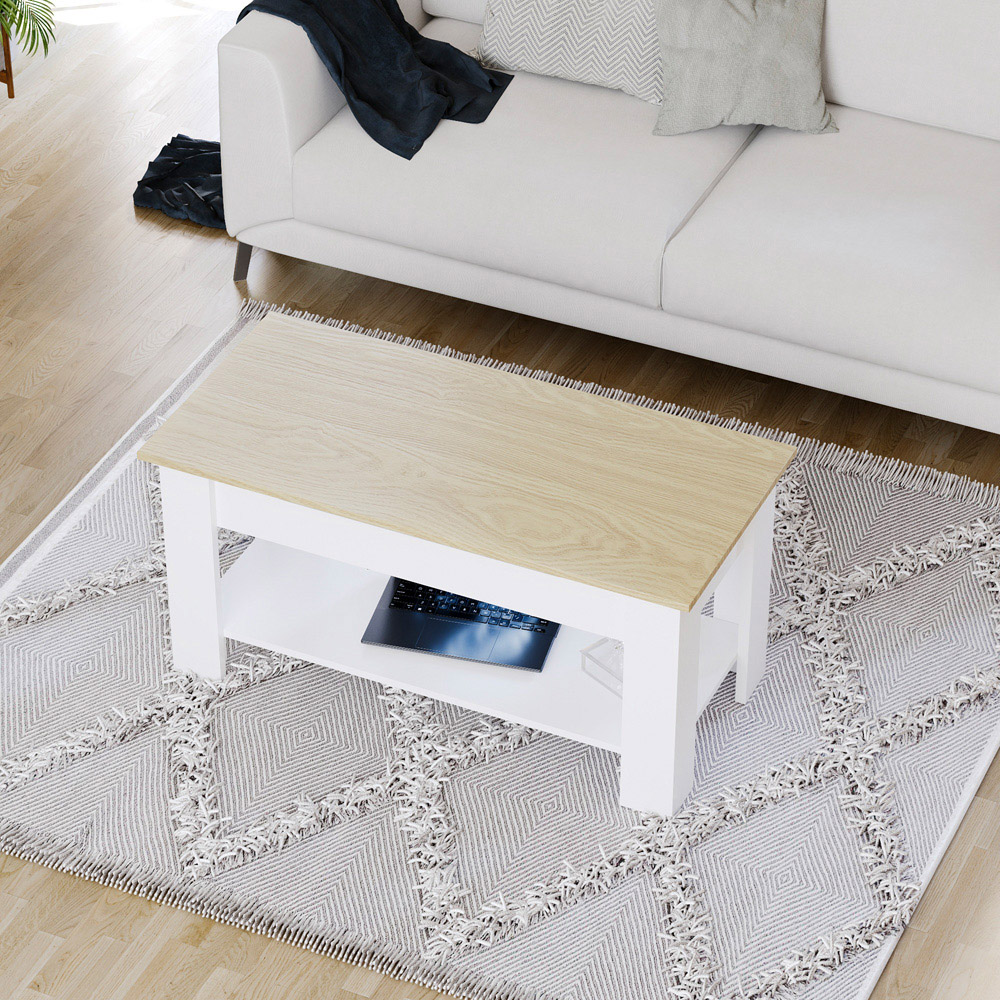 Vida Designs Oak and White Lift Up Coffee Table Image 5