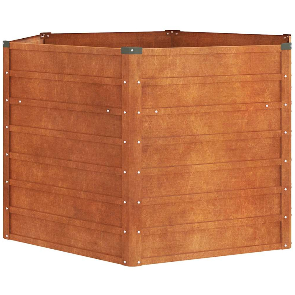 vidaXL Brown Corten Steel Hexagon Garden Raised Bed 129 x 129 x 77cm Image 1