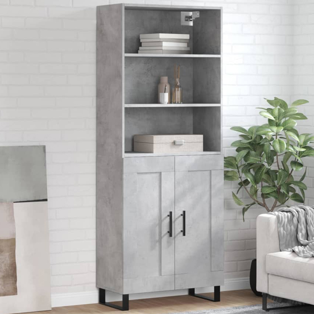 vidaXL 2 Door 3 Shelf Concrete Grey Highboard Image 1