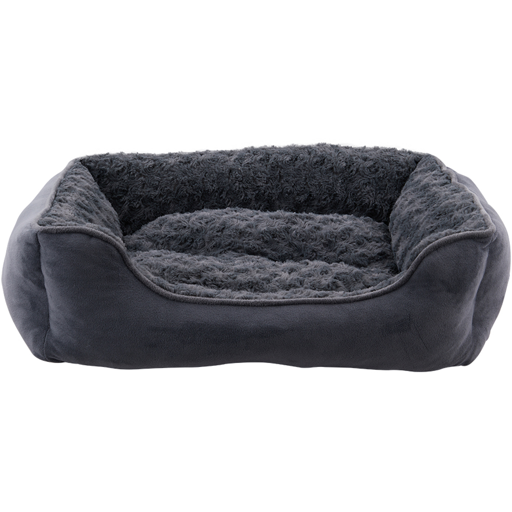H&O Direct Medium Dark Grey Plush Indoor Pet Bed Image 1
