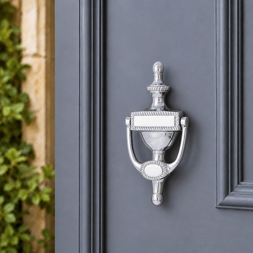 Spira Brass Polished Chrome Georgian Door Knocker Image 2