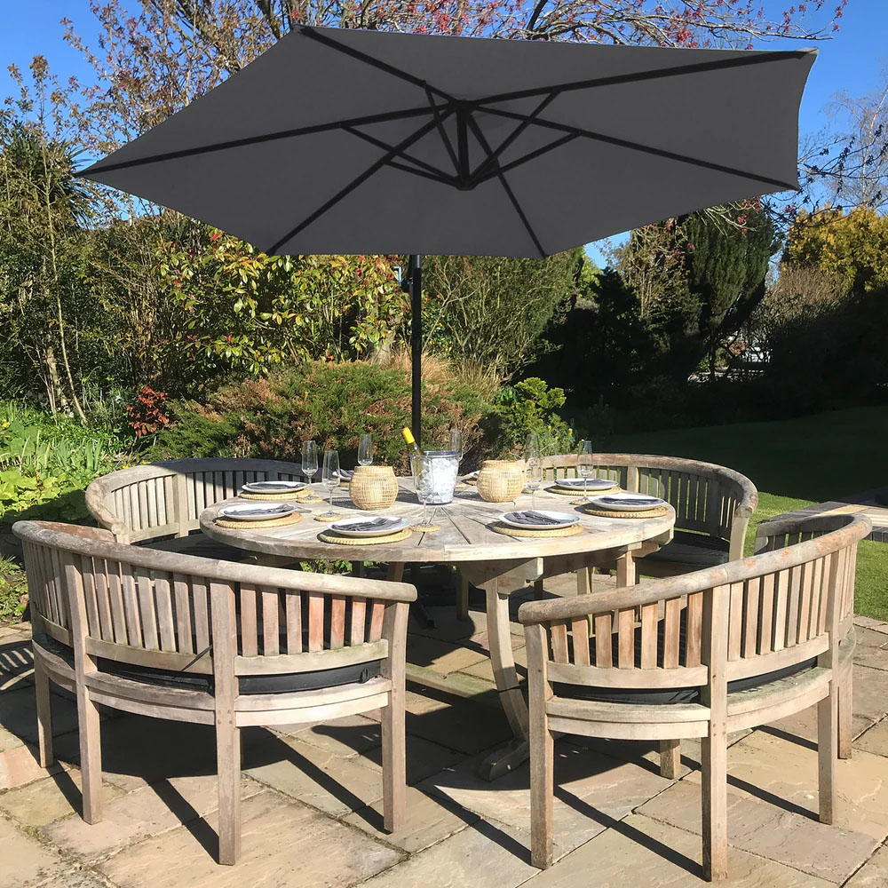 MonsterShop Grey Cantilever Parasol with Fan Base Image 6