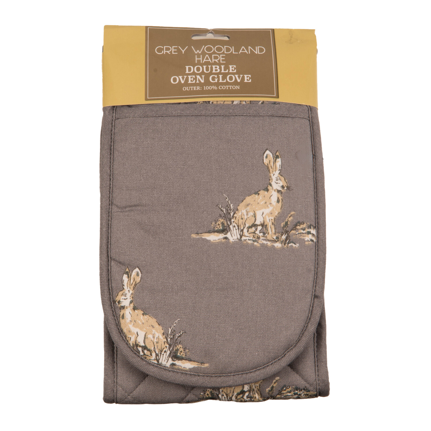 Grey Woodland Hare Double Oven Glove Image
