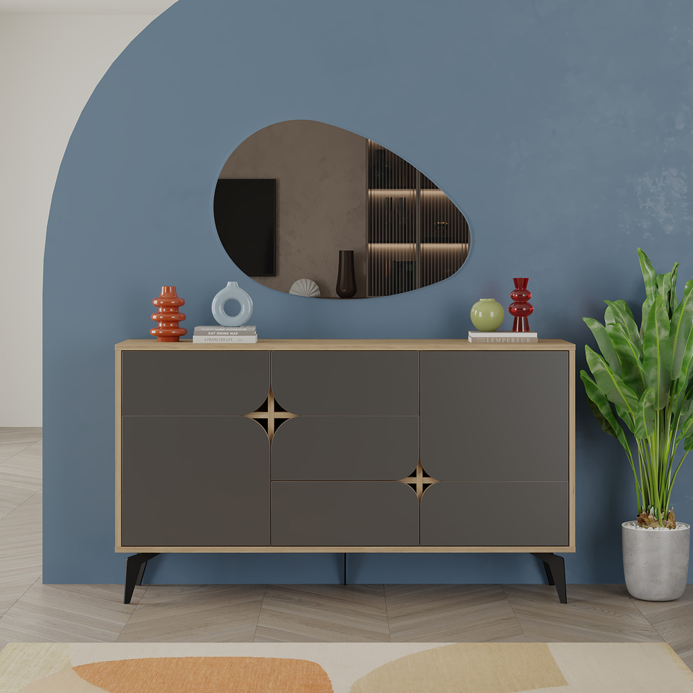 Decortie Spark 4 Door Oak and Anthracite Sideboard Image 4