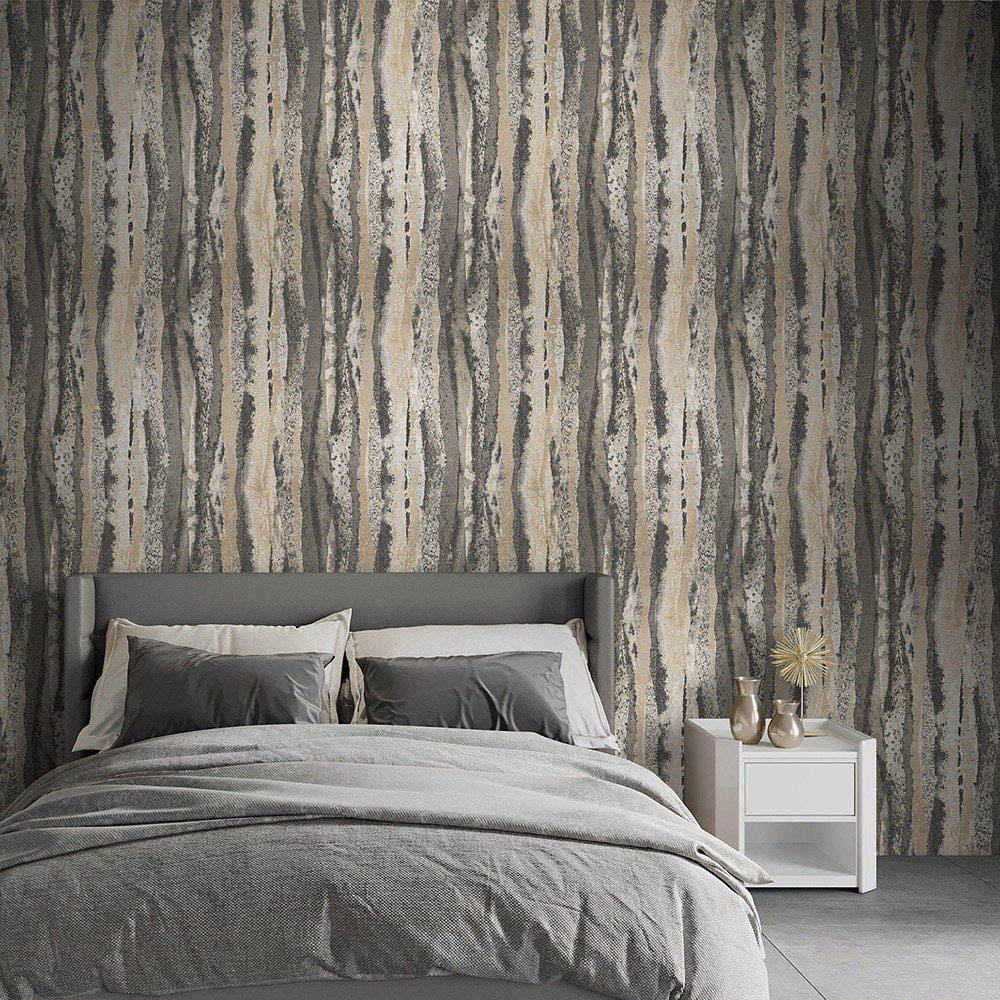 Muriva Soren Charcoal and Gold Wallpaper Image 4